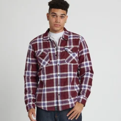 Outerwear>LRG Faction Sherpa Lined Flannel Burgundy
