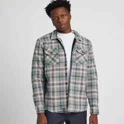 Outerwear>LRG Faction Sherpa Lined Flannel Grey