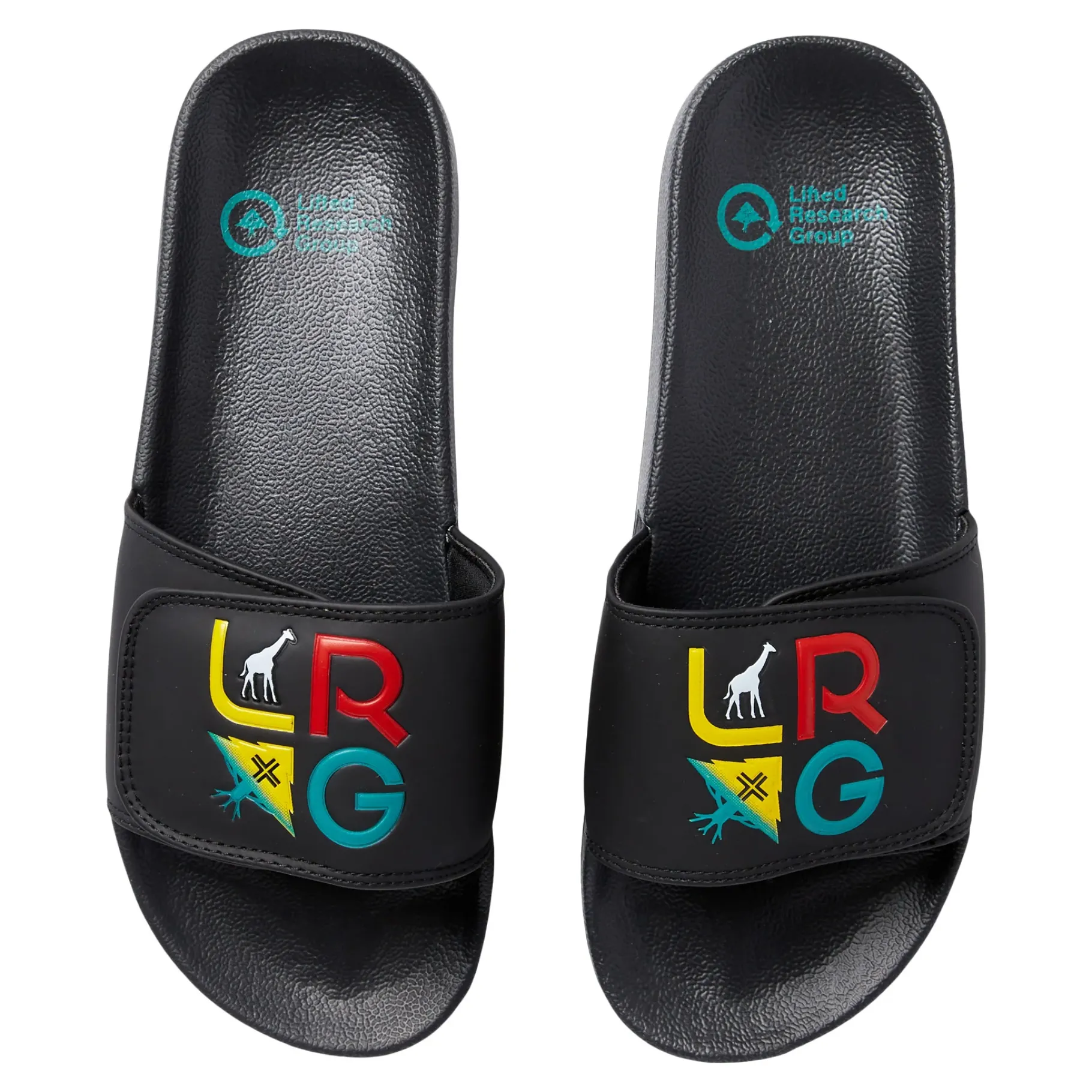 Slides>LRG Stacked Rasta Logo Slides Black