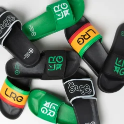 Slides>LRG Stacked Rasta Logo Slides Black