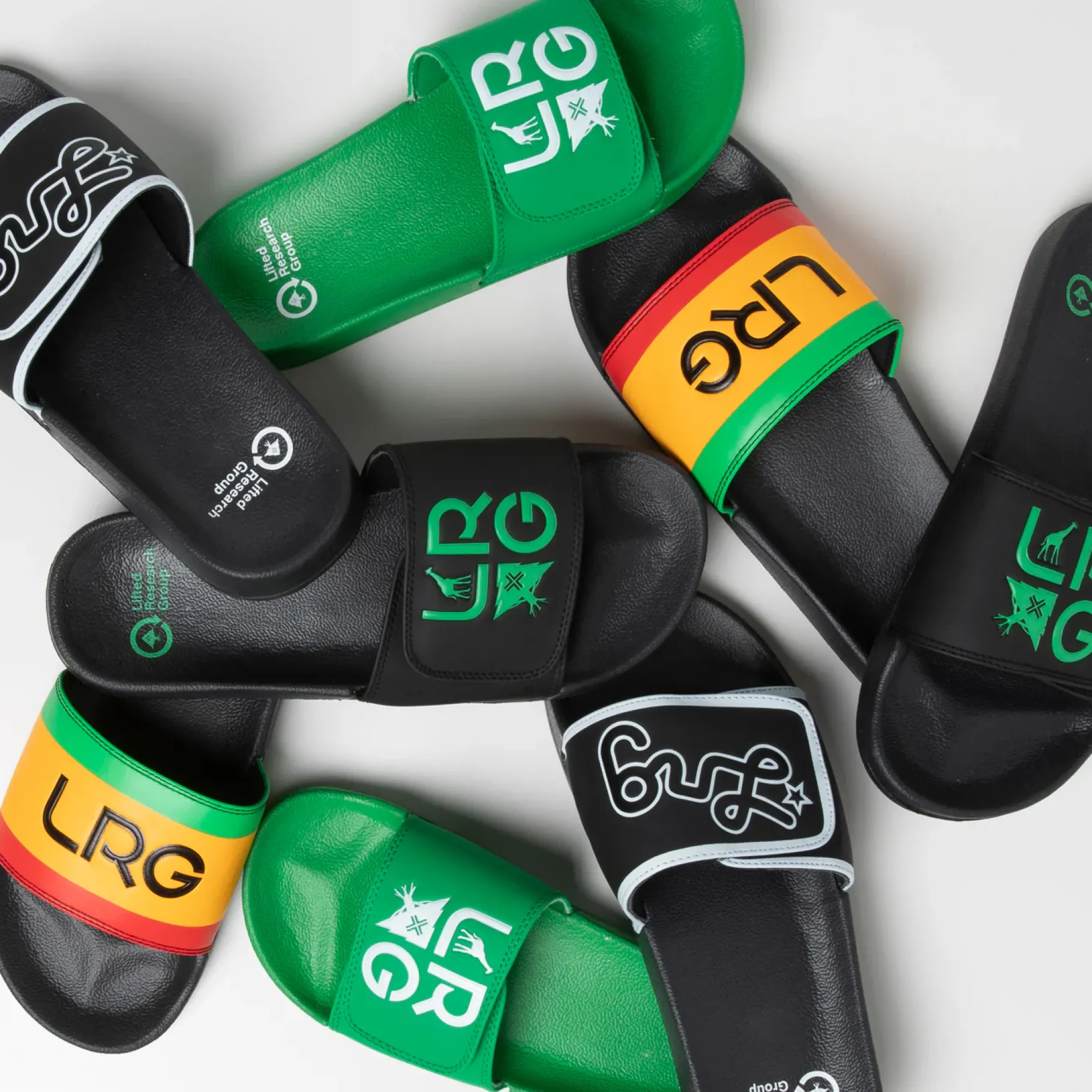 Slides>LRG Stacked Rasta Logo Slides Black